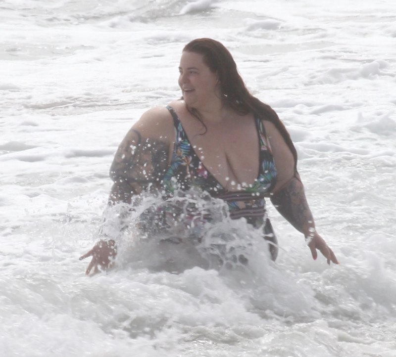 Tess Holliday Floral One Piece Swimsuit at the Beach
