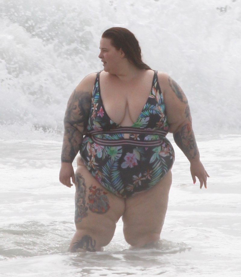 Tess Holliday Floral One Piece Swimsuit at the Beach