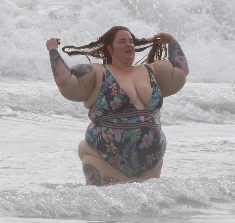 Tess Holliday Floral One Piece Swimsuit at the Beach