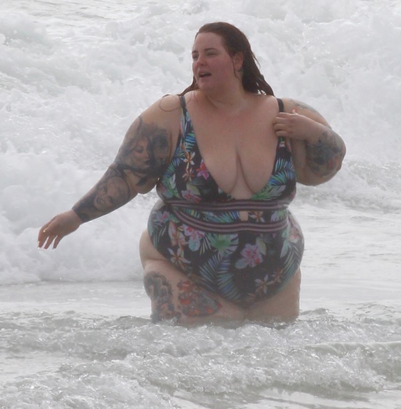 Tess Holliday Floral One Piece Swimsuit at the Beach