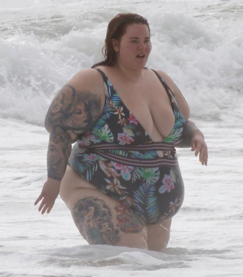 Tess Holliday Floral One Piece Swimsuit at the Beach
