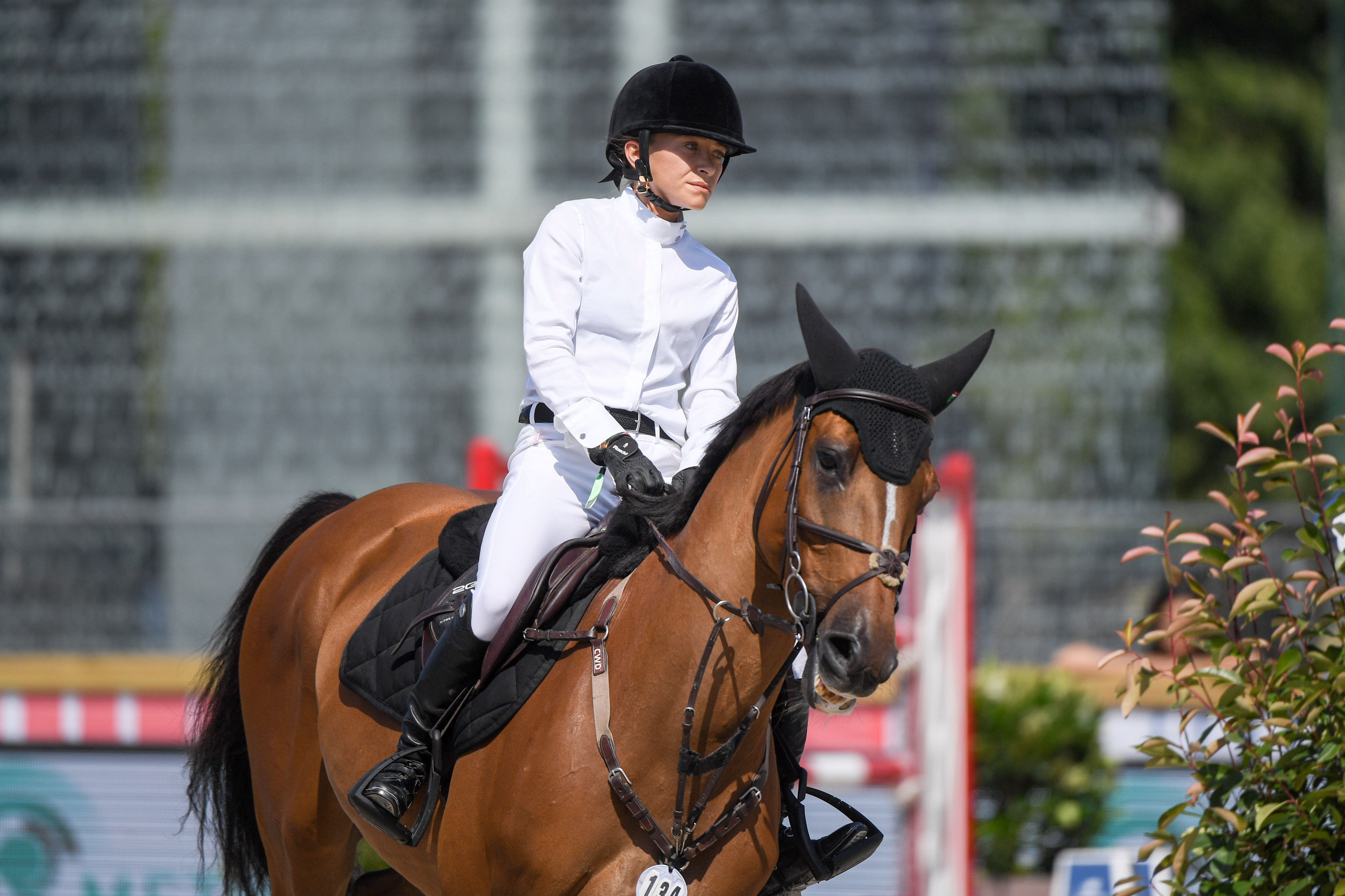 Mary Kate Olsen riding Naomi competes in the Paris Eiffel Jumping