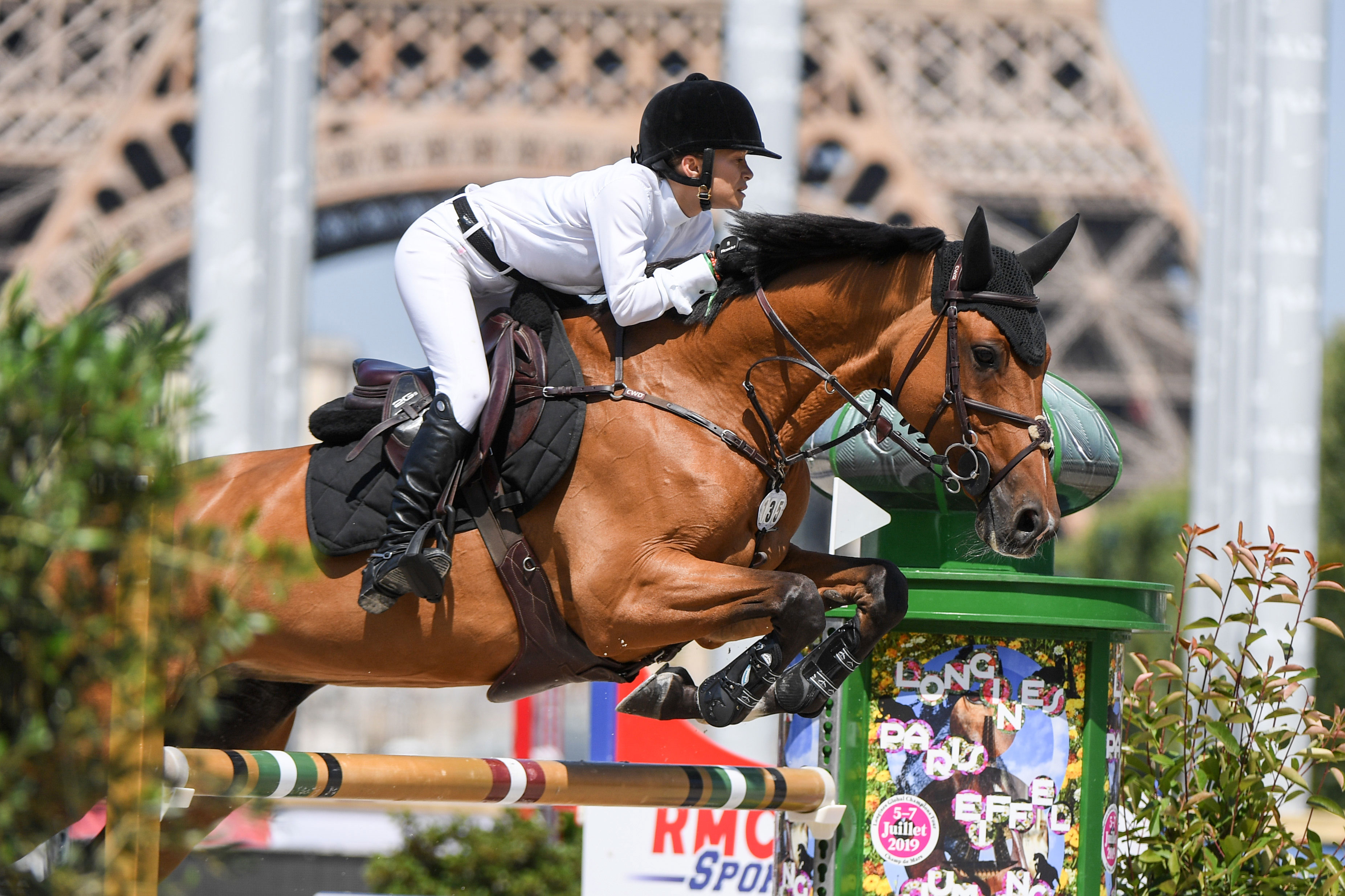 Mary Kate Olsen riding Naomi competes in the Paris Eiffel Jumping