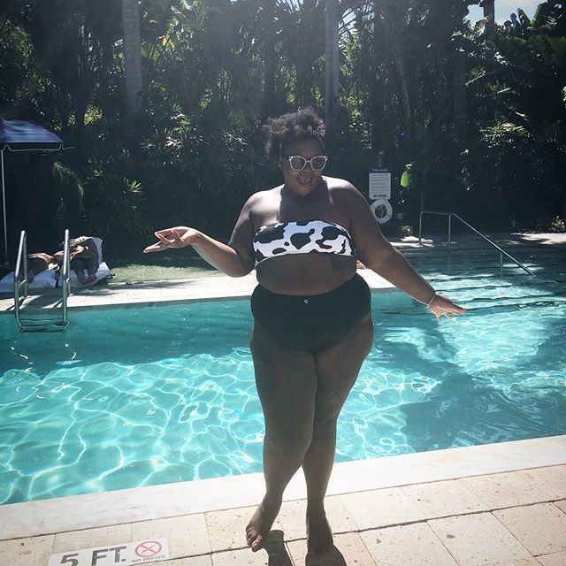 Nicole Byer in Cow Print Bikini