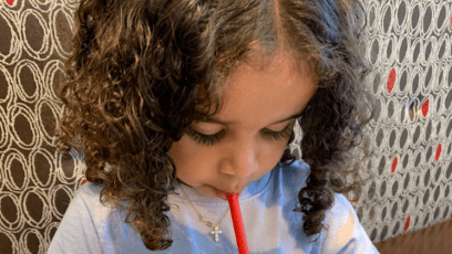 Dream Kardashian Drinking a Milkshake