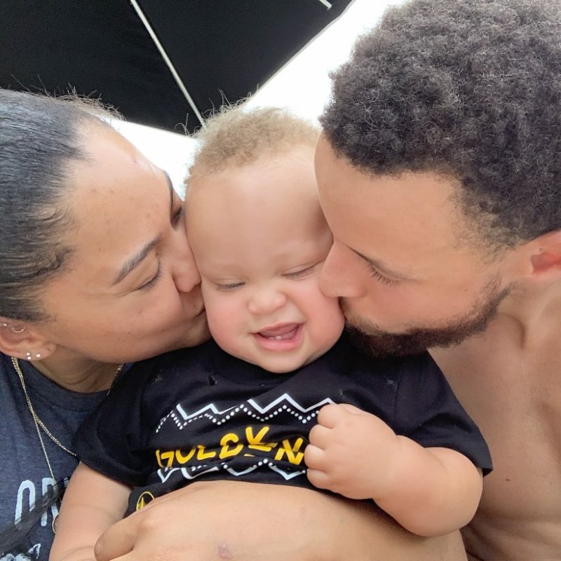Ayesha Curry and Stephen Curry with baby Canon