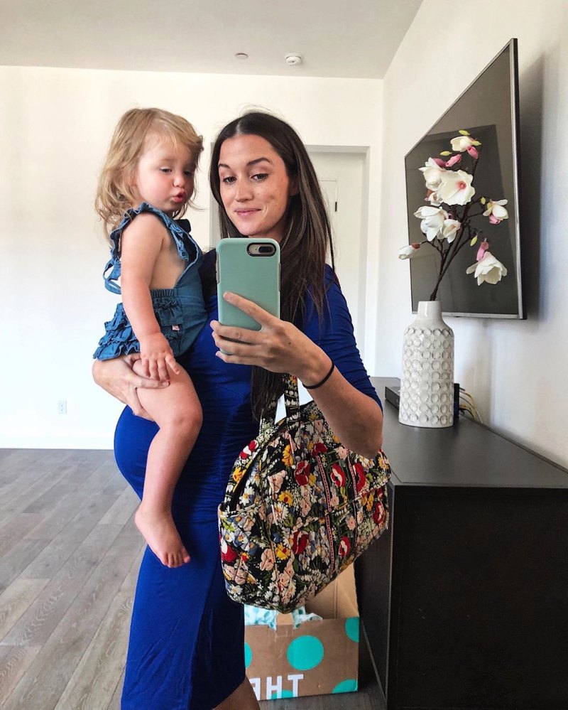 Jade Roper and Daughter Emerson Blue Dress Baby Bump