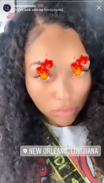 Jordyn Woods With the Fire Eye Filter