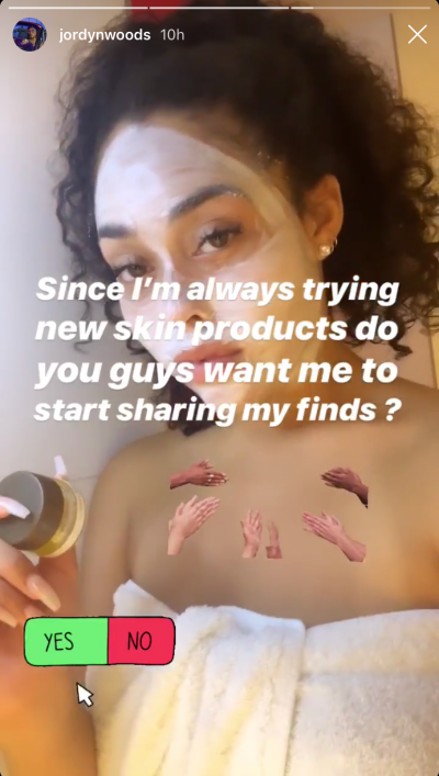 Jordyn Woods in a Face Mask