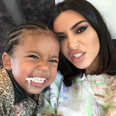 Saint West and Kim Kardashian Funny Faces Instagram