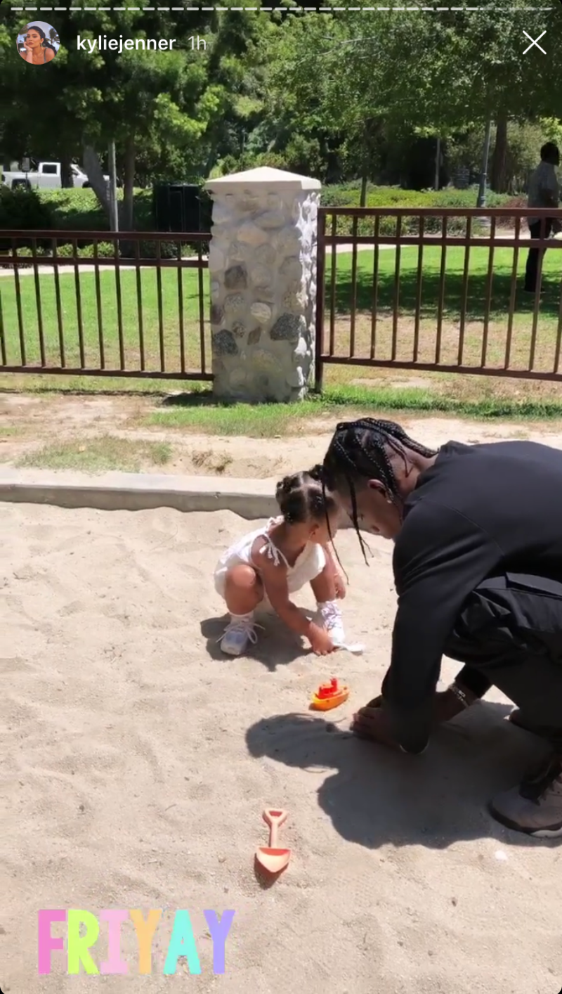 Kylie Jenner, Travis Scott and Stormi at the Park