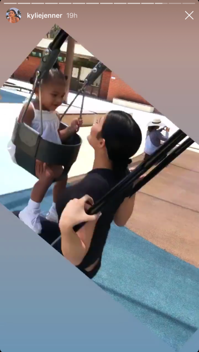 Kylie Jenner, Travis Scott and Stormi at the Park
