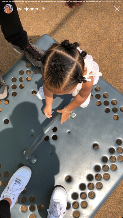 Kylie Jenner, Travis Scott and Stormi at the Park