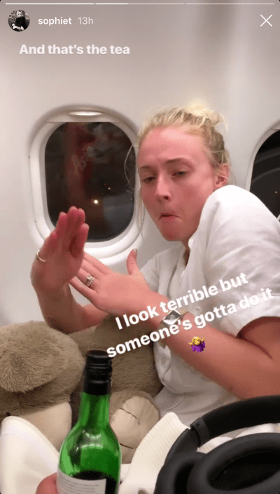 Sophie Turner on an Airplane