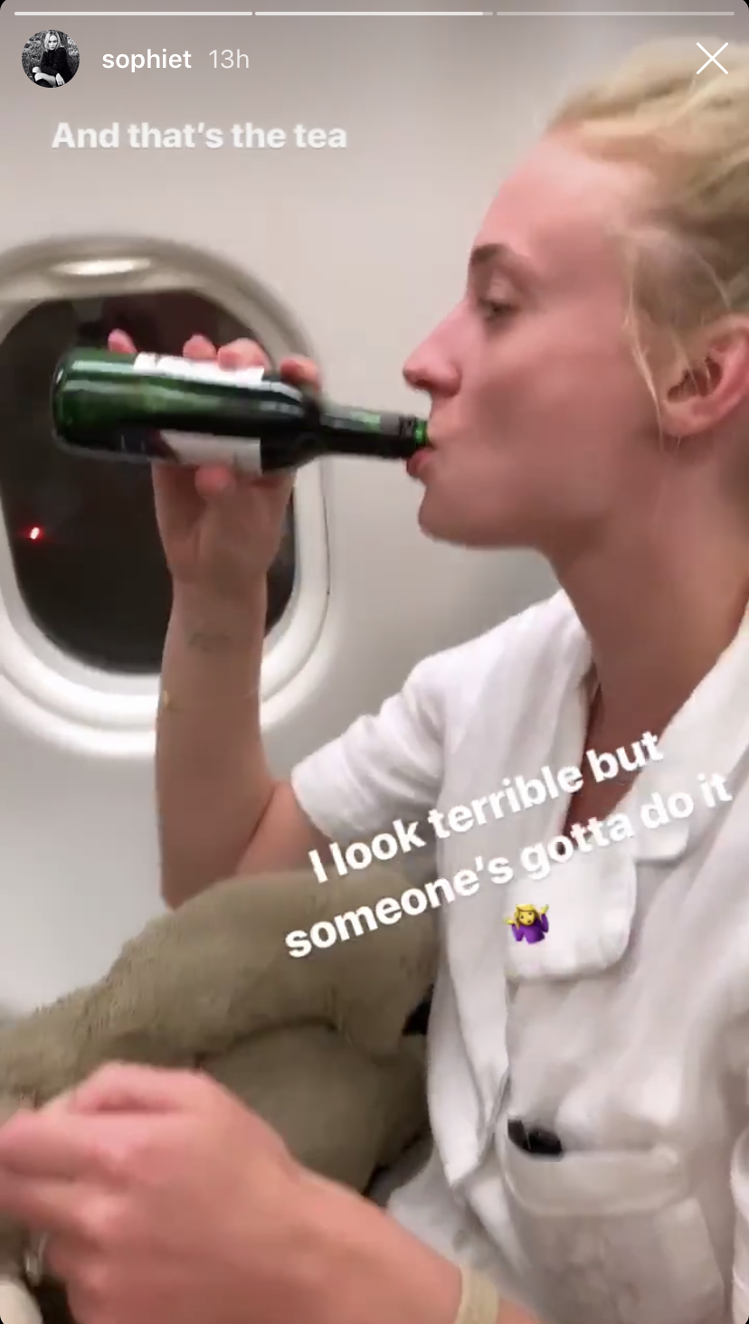 Sophie Turner on an Airplane