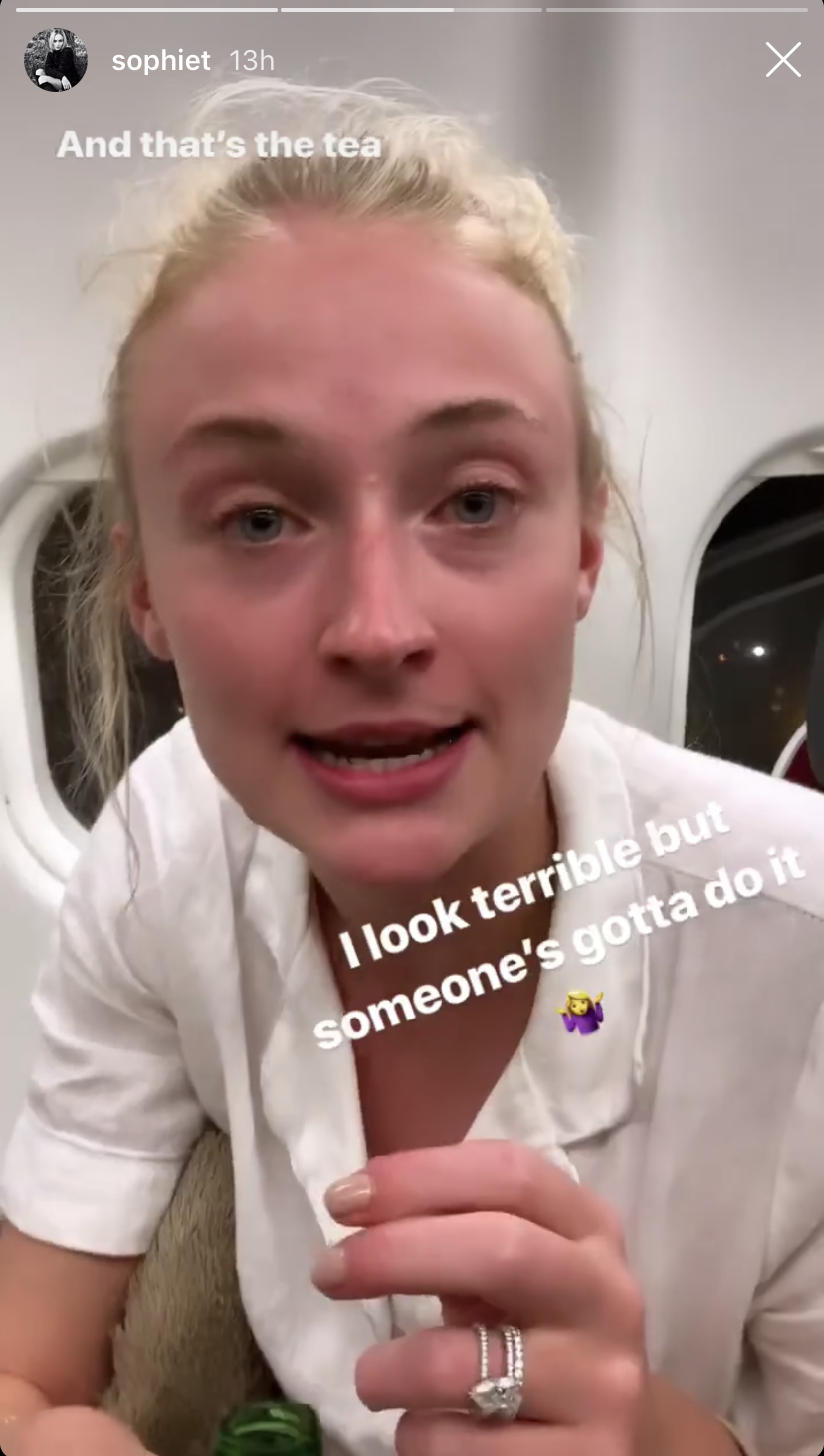 Sophie Turner on an Airplane
