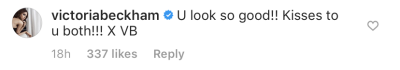 Victoria Beckham Instagram Comment to Eva Longoria