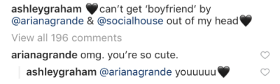 Ashley Graham, Ariana Grande Instagram Comments
