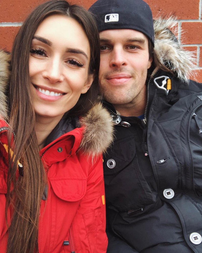 Astrid Loch Wearing a Red Coat With Kevin Wendt