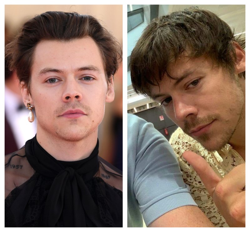 A split image of Harry Styles
