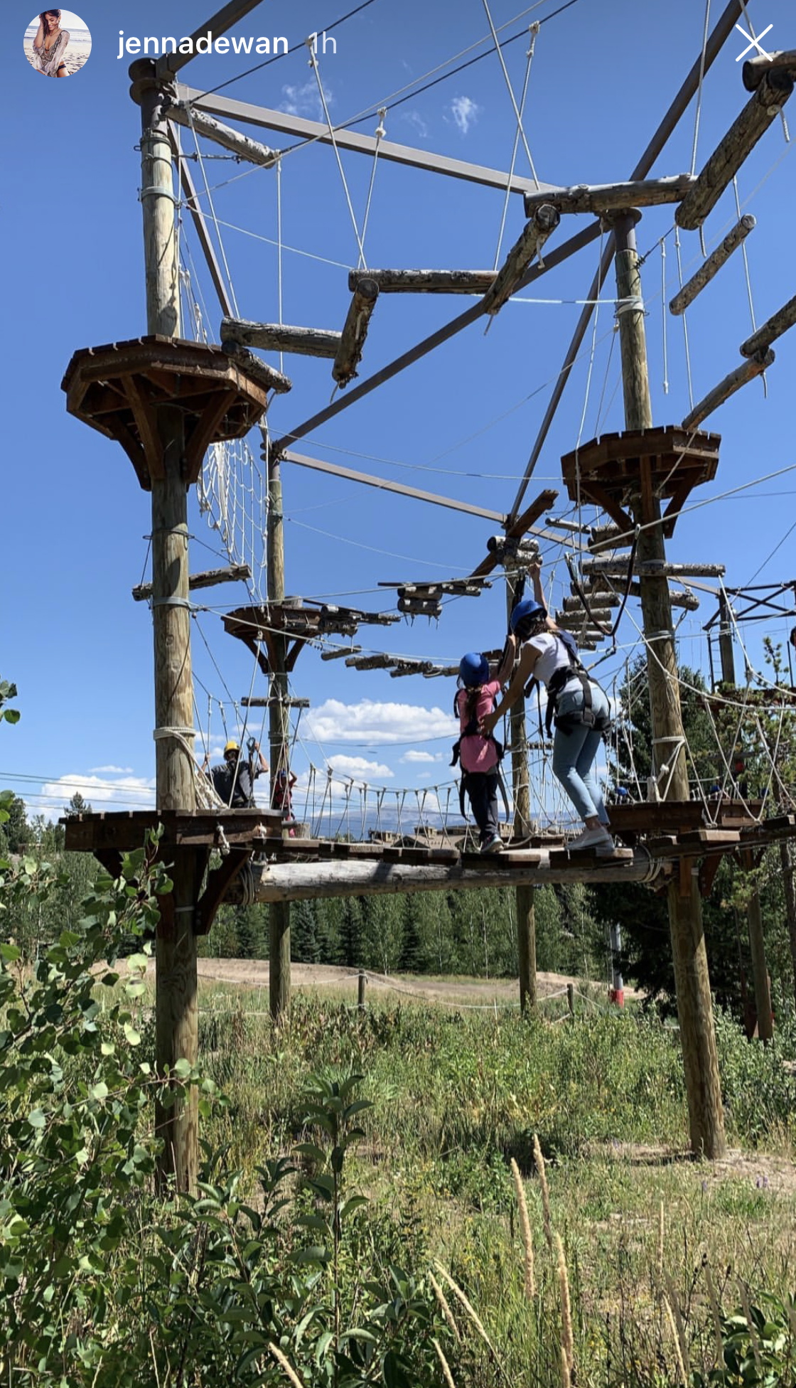 Jenna Dewan and Daughter Everly Ropes Course Jackson Hole Vacation