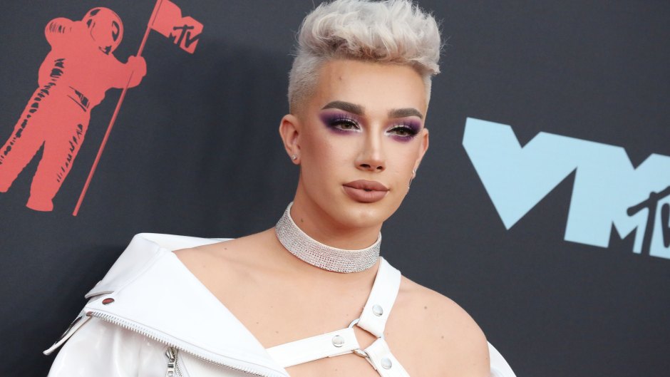 James Charles wearing an all-white outfit at the 2019 VMAs