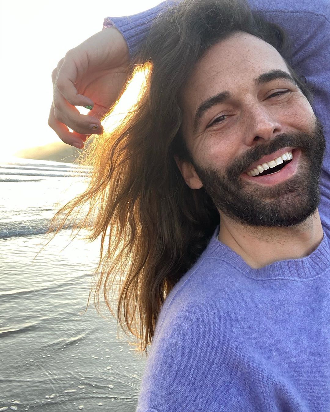 Jonathan Van Ness Showing off His Freckles on the Beach