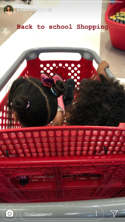 Kim Kardashian's Kids Chi and Saint West Shopping in a Target Cart