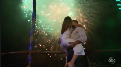 Nicole and Clay Kissing With the Fireworks
