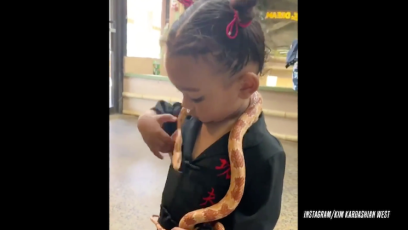Chicago West Holding a Snake Kim Kardashian Instagram