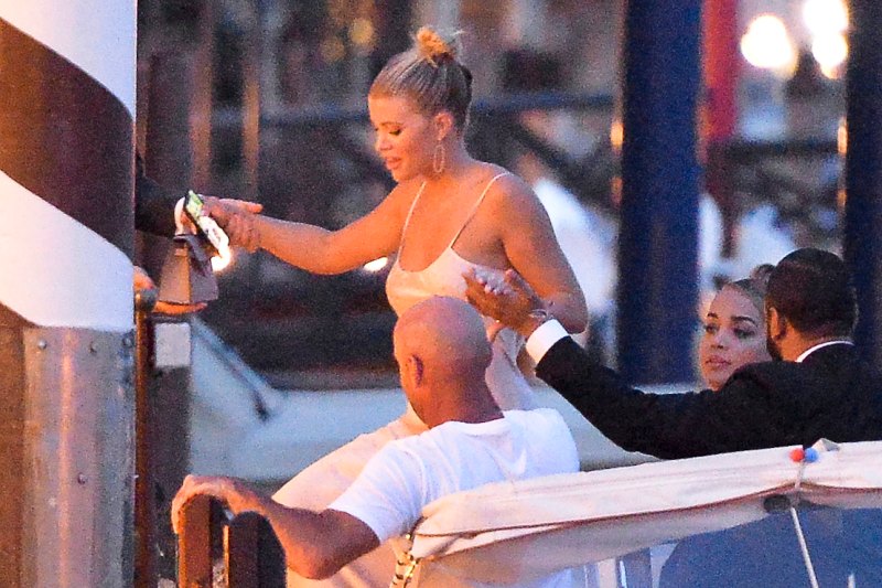 Sofia Richie and Jasmie Sanders getting off a boat in Venice