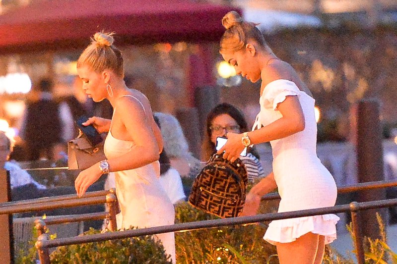 Sofia Richie and Jasmie Sanders getting off a boat in Venice
