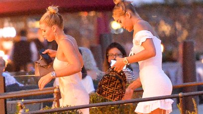 Sofia Richie and Jasmie Sanders getting off a boat in Venice