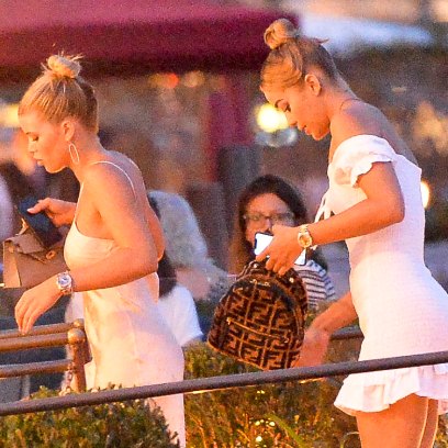Sofia Richie and Jasmie Sanders getting off a boat in Venice