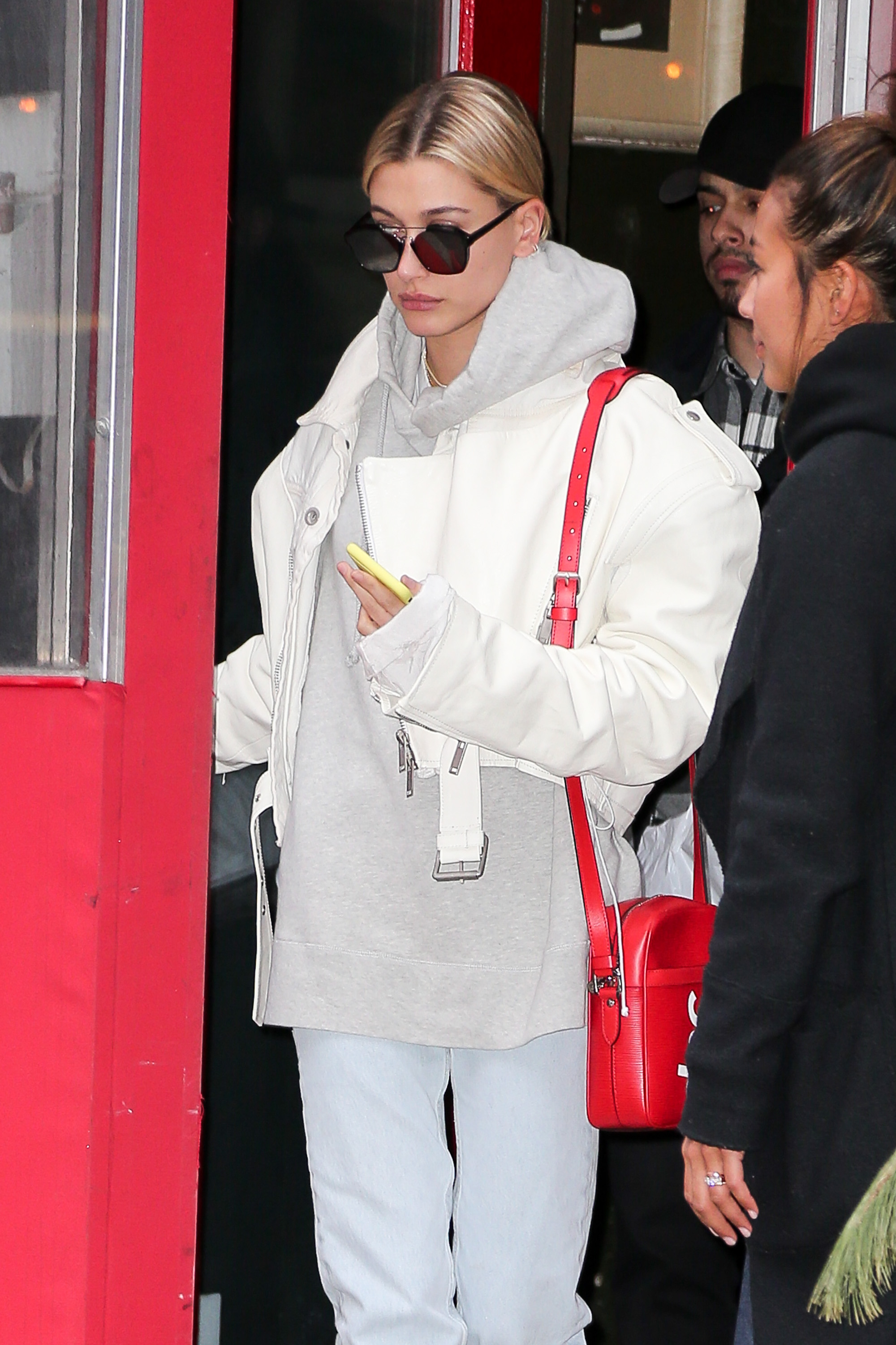 Hailey Baldwin seen leaving Bubby's restaurant in Tribeca, New York City