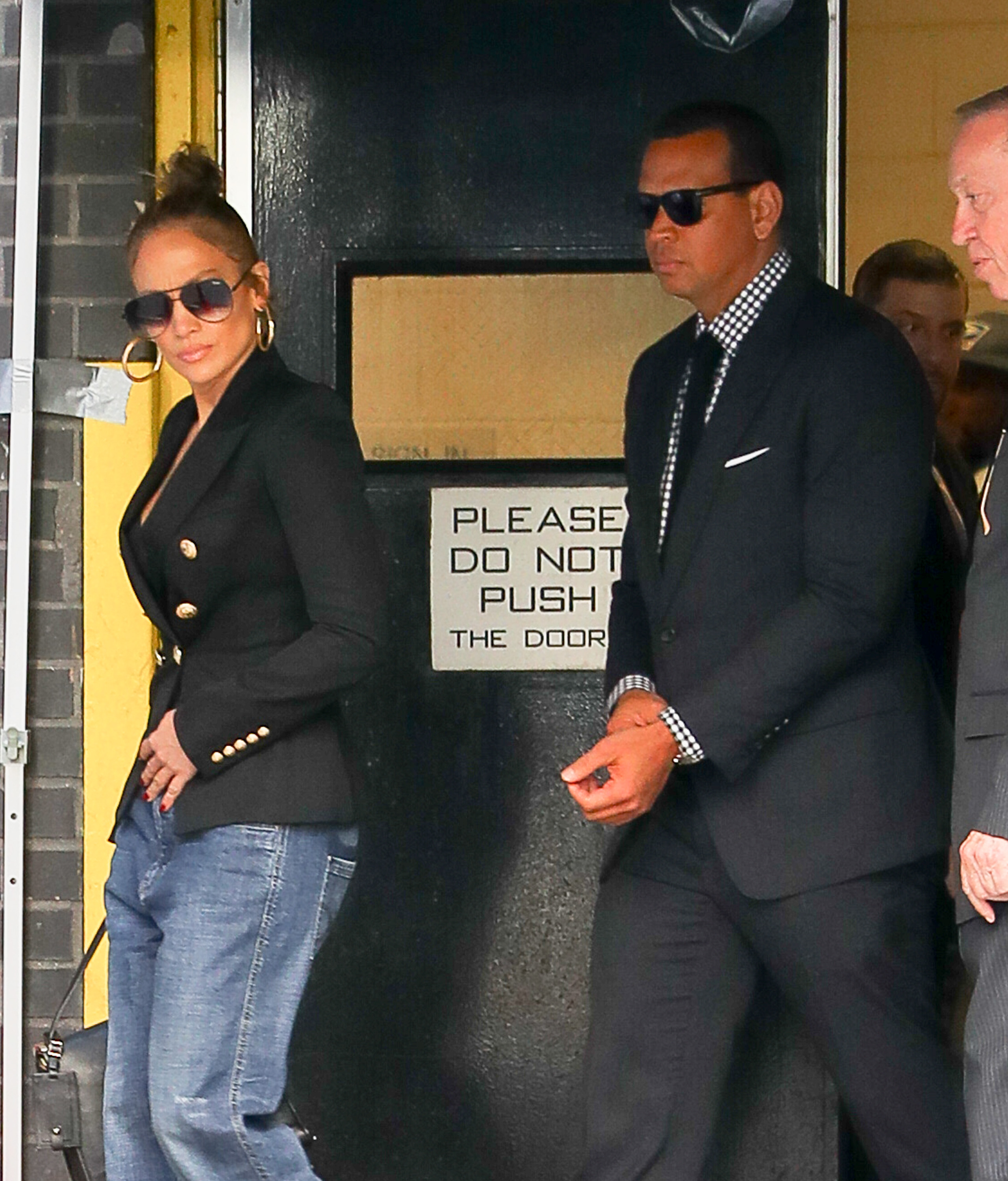 Jennifer Lopez and Alex Rodriguez were spotted leaving Dos Caminos restaurant in New York City