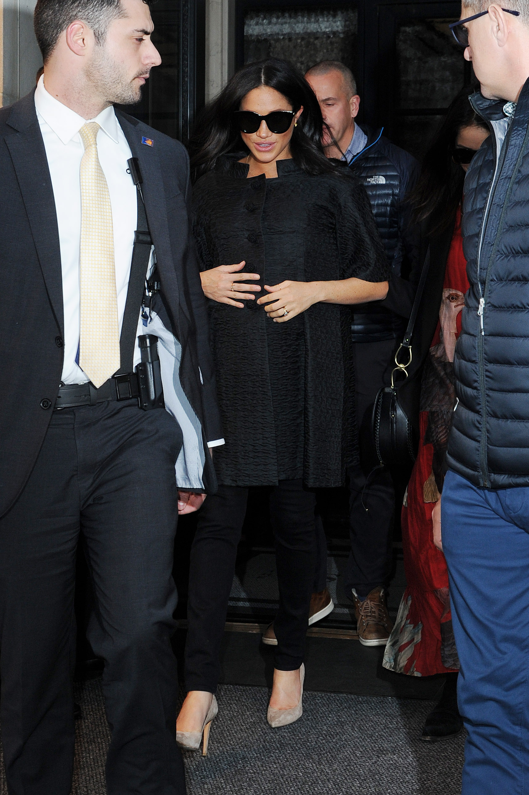 Meghan Markle and Abigail Spencer exits the Cafe Boulud Restaurant inside Surrey Hotel