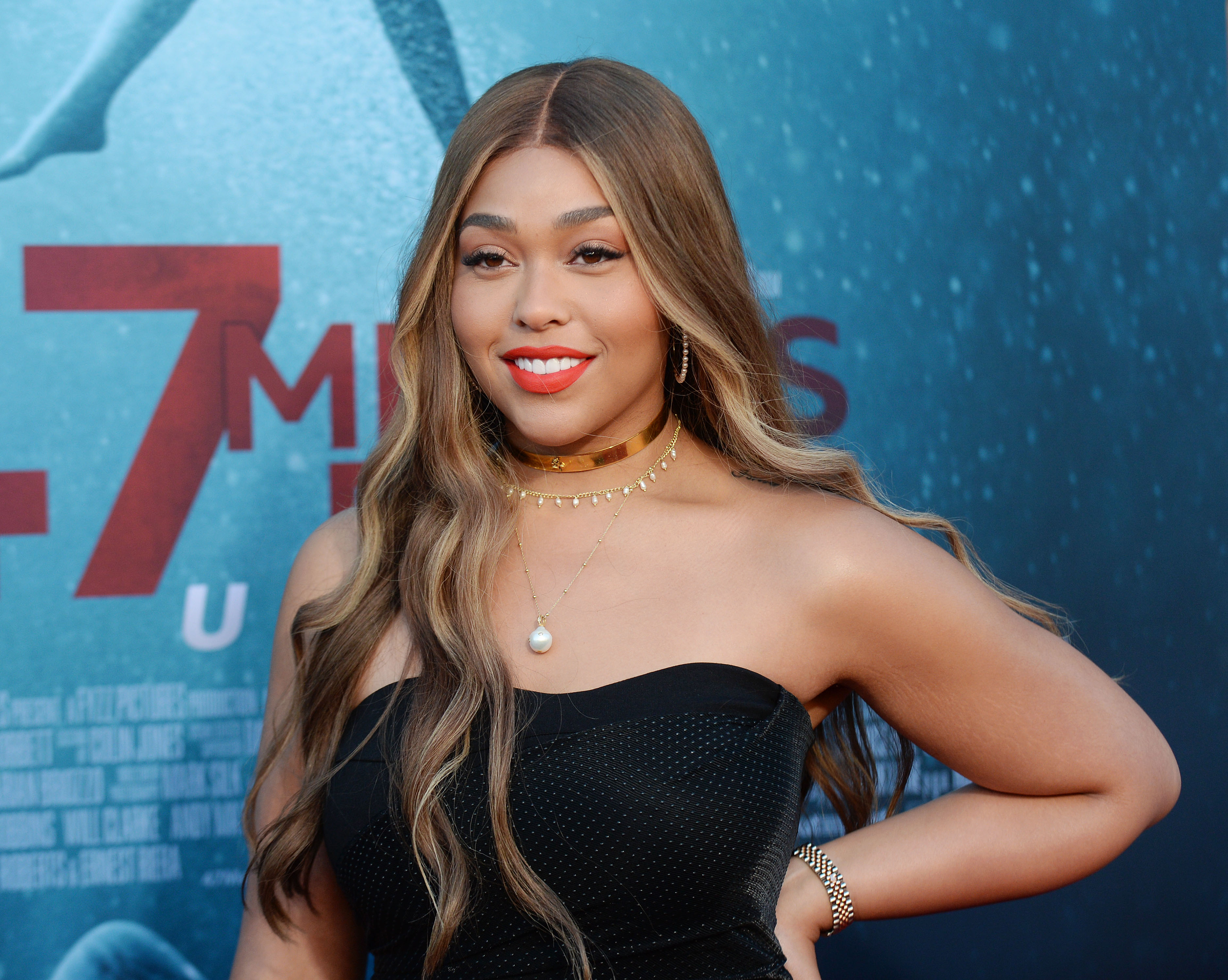 Jordyn Woods Tight Black Dress