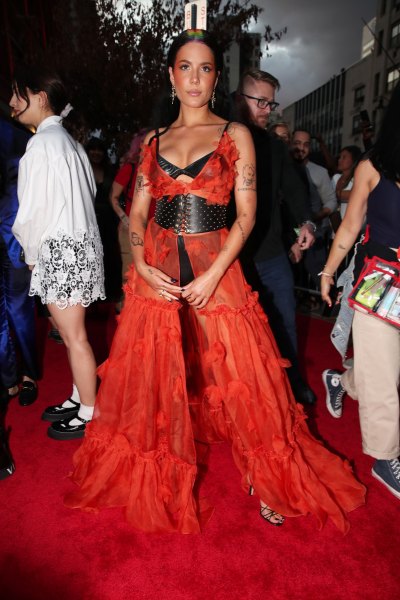 Halsey Red Sheer Dress at 2019 MTV VMAs Red Carpet Look