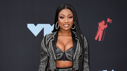 Megan Thee Stallion VMAs red carpet leather suit