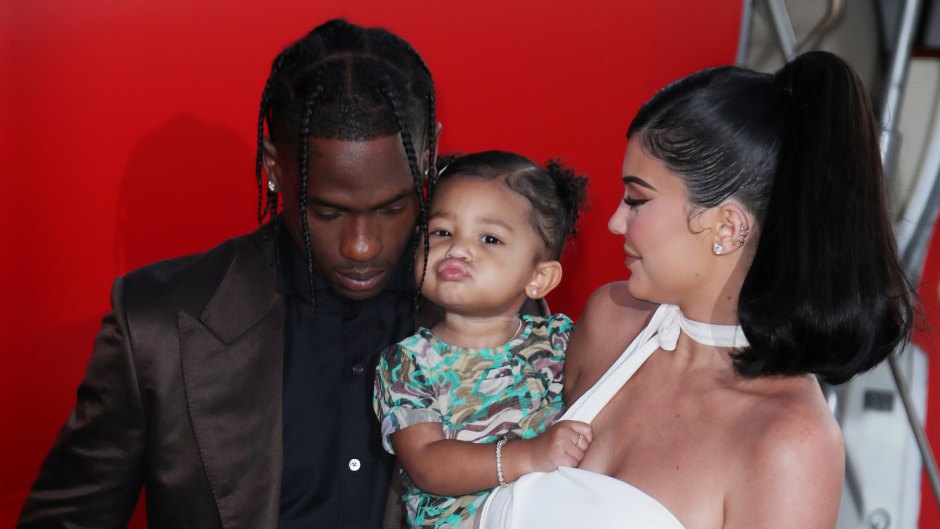 Travis Scott and Kylie Jenner Laugh at Stormi Webster on the red carpet for Look Mom I Can Fly