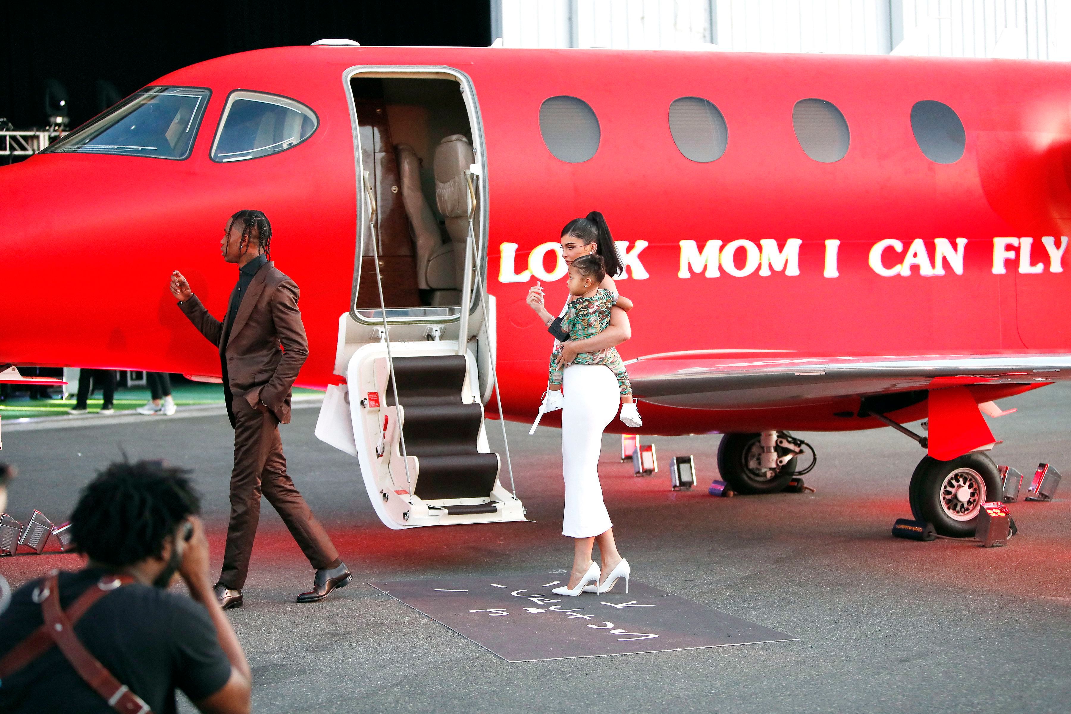 Look Mom I Can Fly Private Plane Travis Scott Kylie Jenner and Stormi Webster