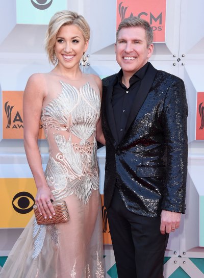 Savannah Chrisley and Todd Chrisley Smiling on the Red Carpet in Sparkly Clothes