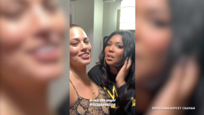 Ashley Graham and Lizzo backstage at her concert