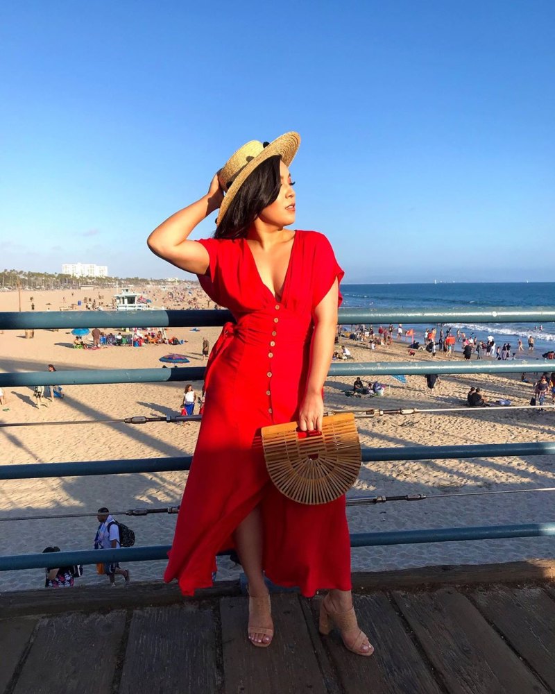 Debra jenn Wears Red Dress