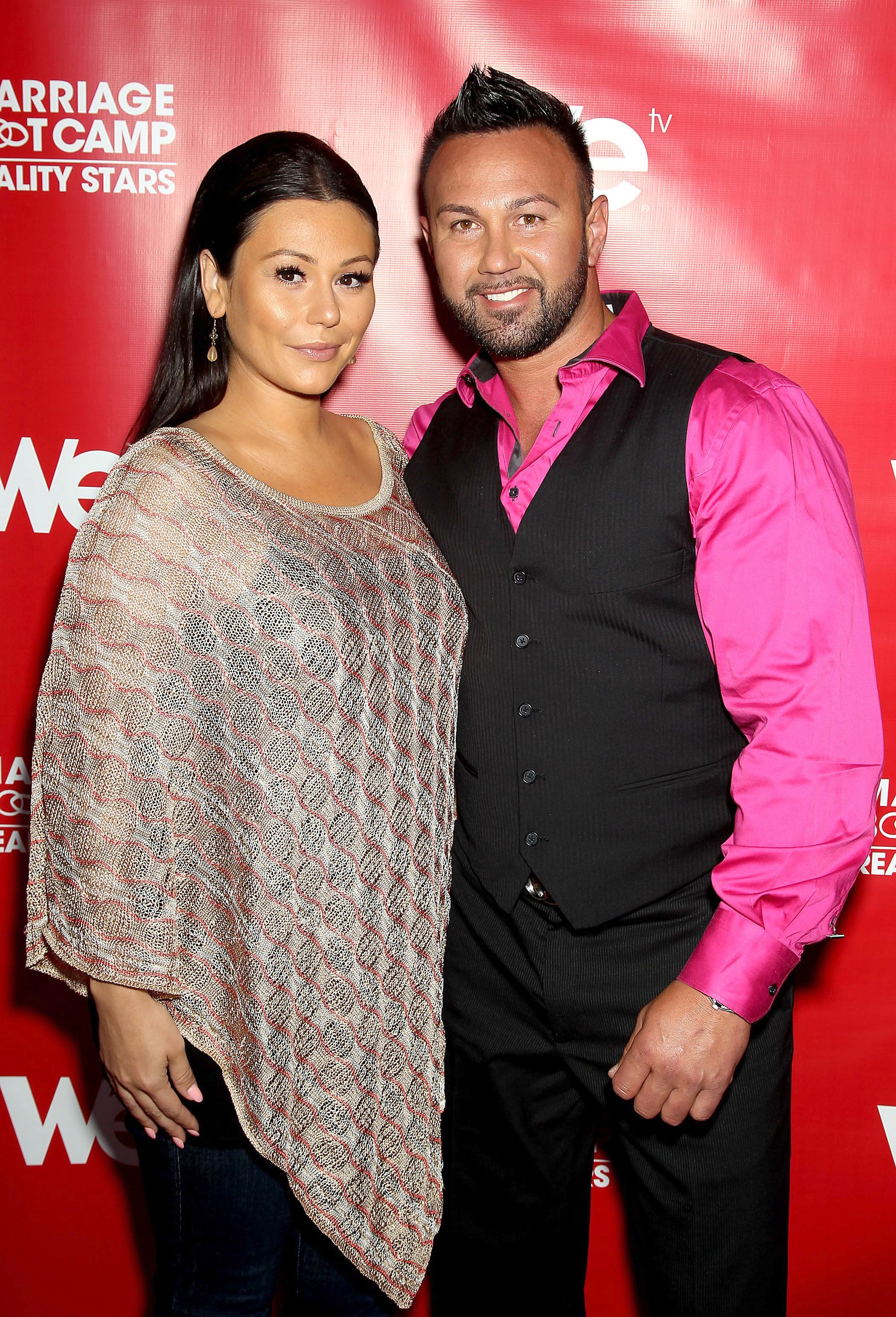 Jenni "JWoww" Farley posing with now-ex-husband Roger Mathews