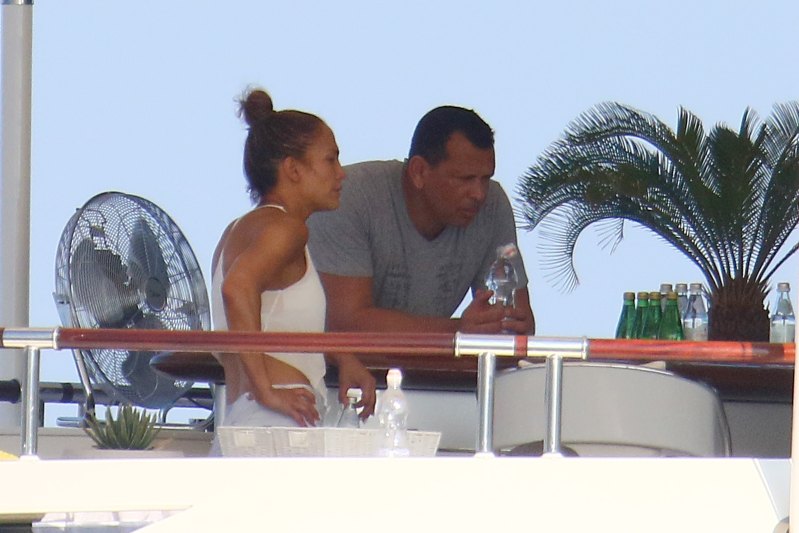 Jennifer Lopez works out while onboard a luxury yacht in the South of France