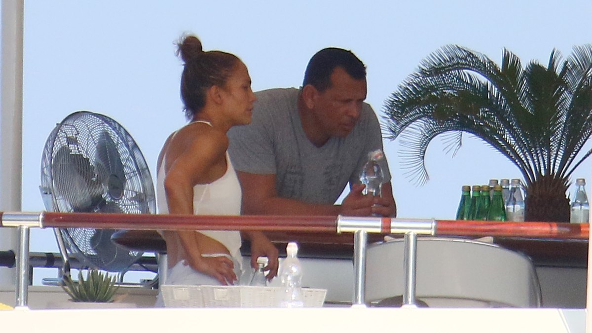 Jennifer Lopez works out while onboard a luxury yacht in the South of France