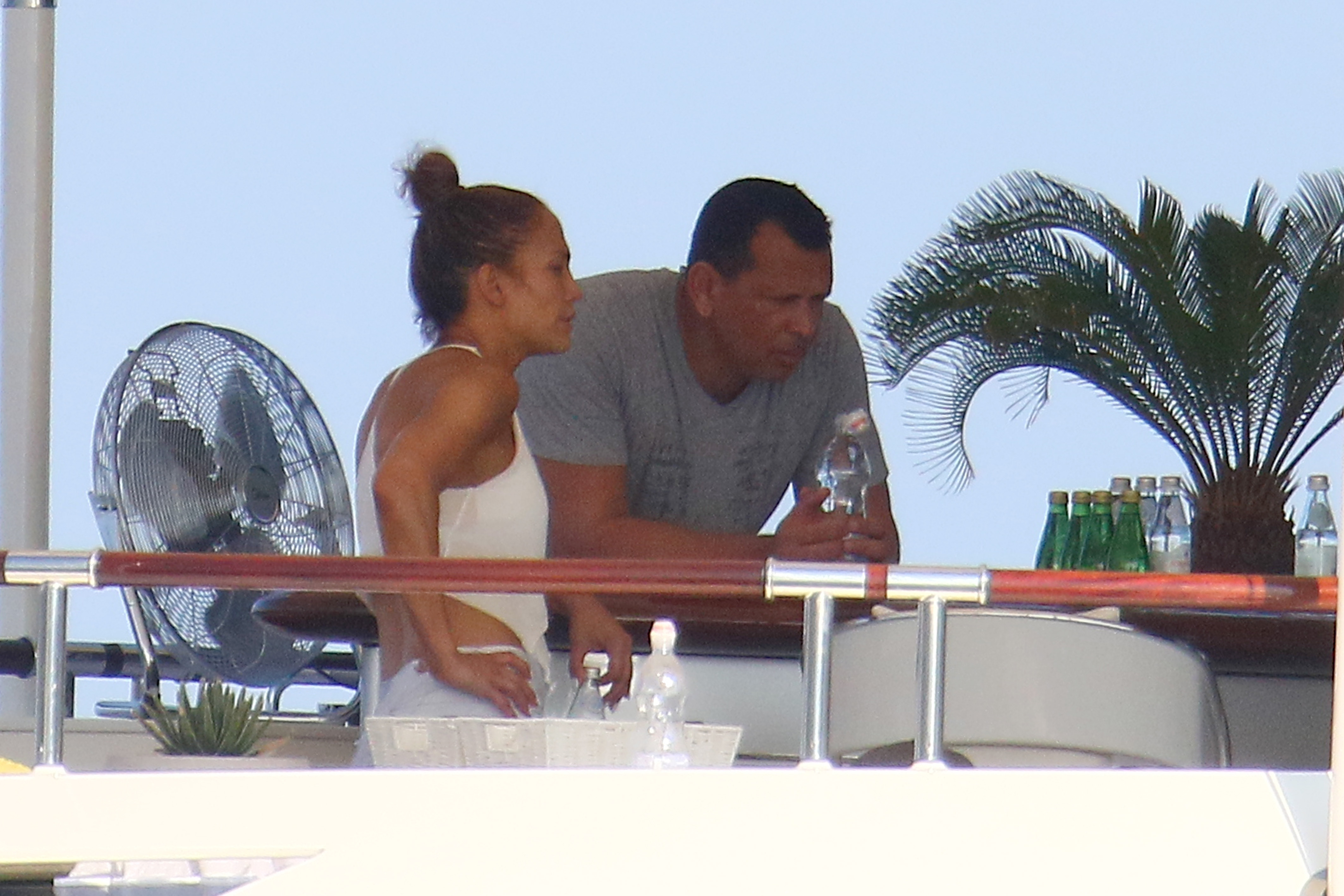 Jennifer Lopez works out while onboard a luxury yacht in the South of France