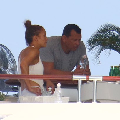Jennifer Lopez works out while onboard a luxury yacht in the South of France